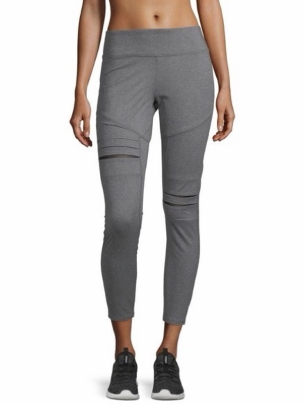 Xersion Mesh Moto Gray High-Rise Laser-Cut Active Leggings